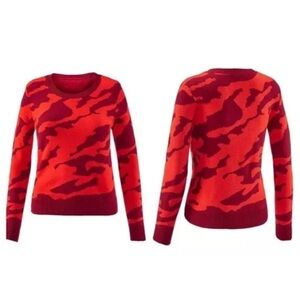 CAbi Sakura Red Camo Pullover Sweater, style number 3158 Size Small